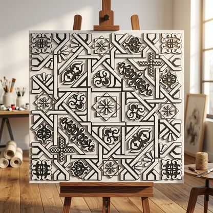 Geometric Tile Stencil for Wall, Floor & Furniture – Moroccan Square Pattern – ID# 659