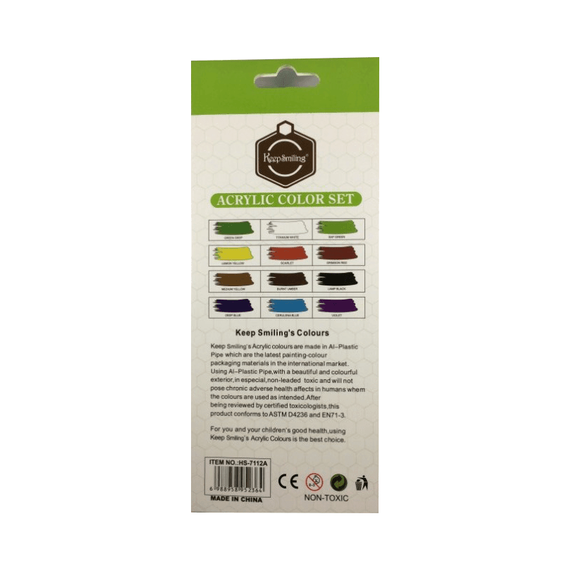 12 pcs/Pack 12ml  Original Keep Smiling Acrylic Color with free one Brush