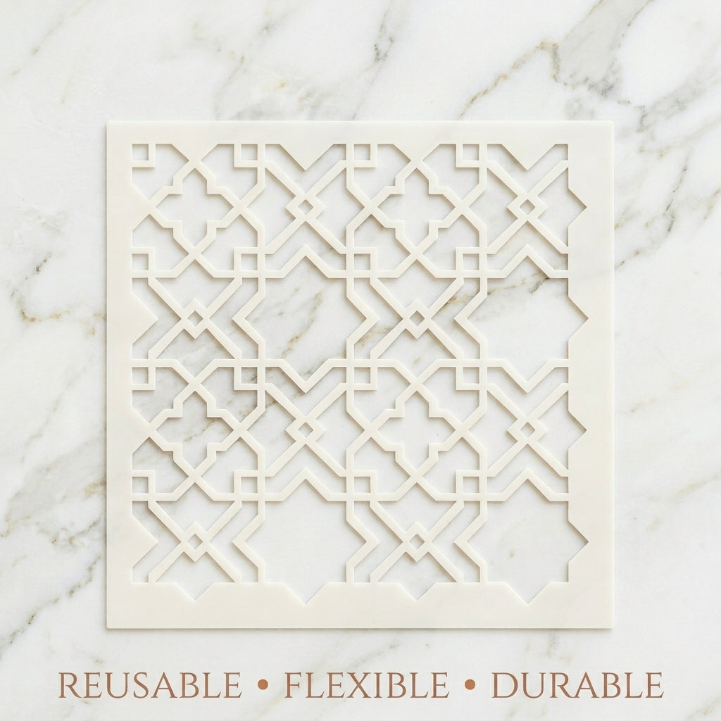 Moroccan Zellige Tile Stencil for Wall, Floor, Wood & Furniture Decor – Islamic Geometric Pattern – ID# 766