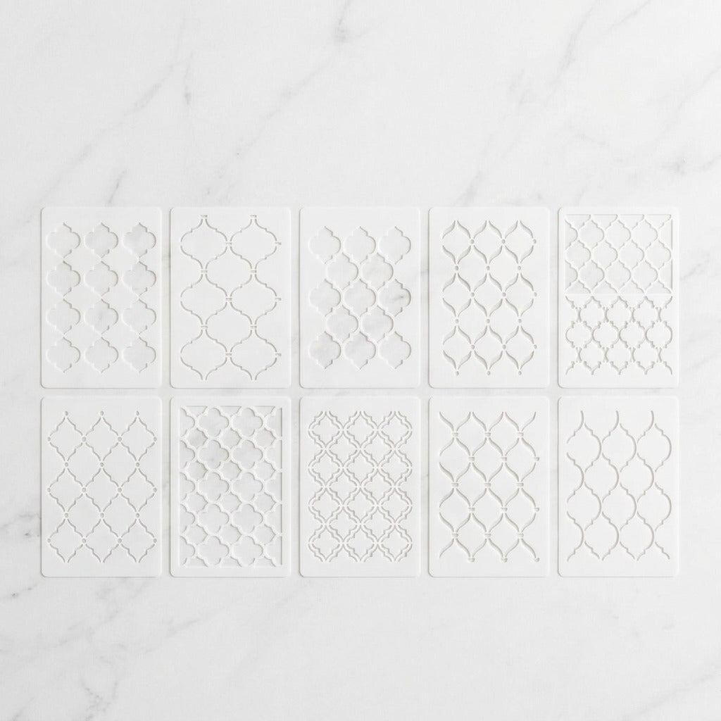 10 Pcs Ultimate Moroccan Stencils Design Pack for Cake , Wall, Fabric,  Canvas & Furniture painting  ID# 661