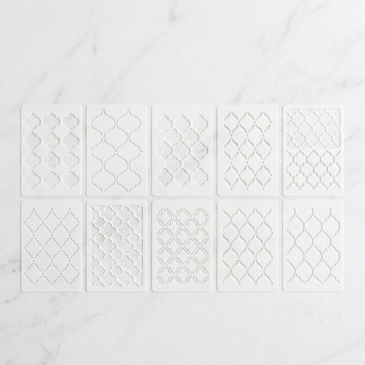 10 Pcs Ultimate Moroccan Stencils Design Pack for Cake , Wall, Fabric,  Canvas & Furniture painting  ID# 661