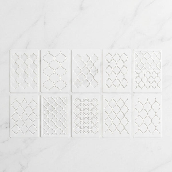 10 Pcs Ultimate Moroccan Stencils Design Pack for Cake , Wall, Fabric,  Canvas & Furniture painting  ID# 661