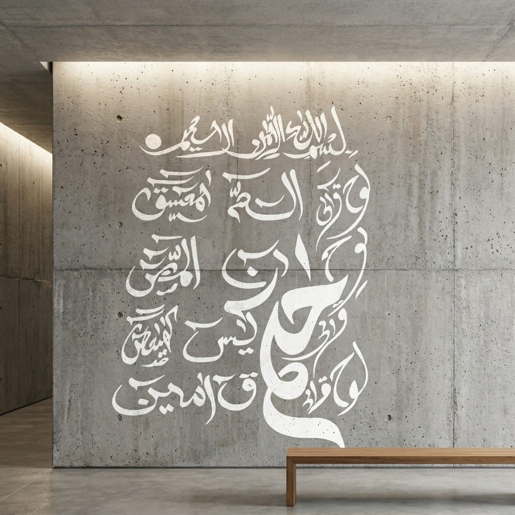 Loh e Qurani Calligraphy Islamic Reusable Stencil for Canvas and Wall Painting
