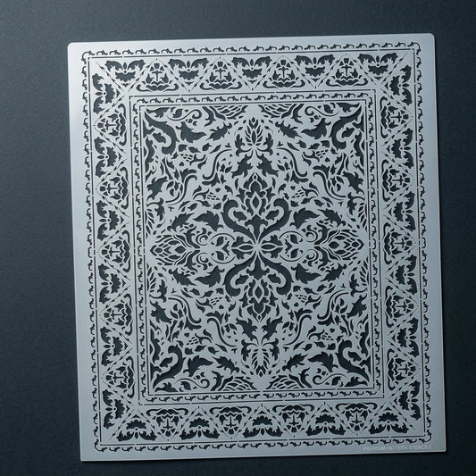 Heritage Carpet Stencil for Wall, Floor & Furniture Decor – Vintage Ornamental Rug Pattern – ID# 742
