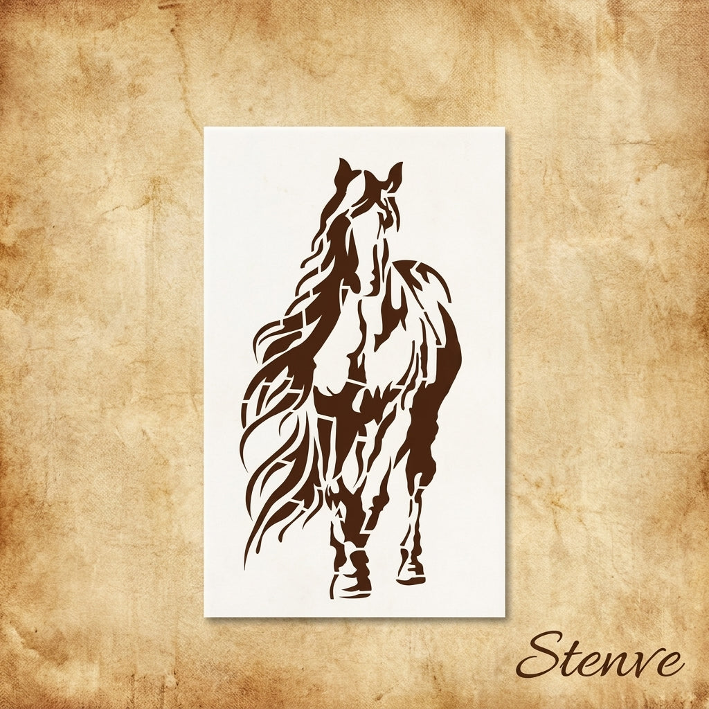 Galloping Horse Stencil for Wall, Wood & Fabric Art – Western Animal Design – ID# 680