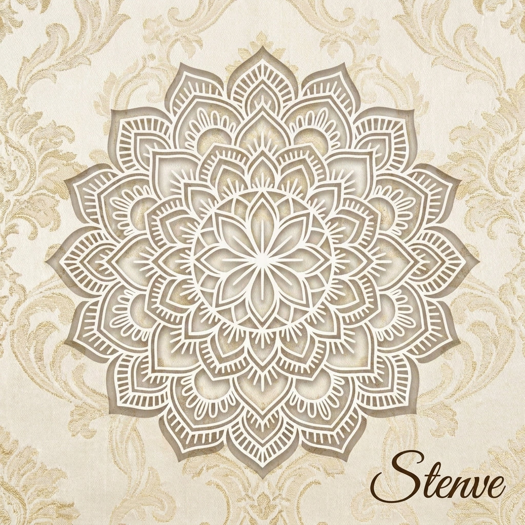Imperial Floral Mandala Stencil for Wall, Floor & Furniture Art – Decorative Round Mandala Design – ID# 761