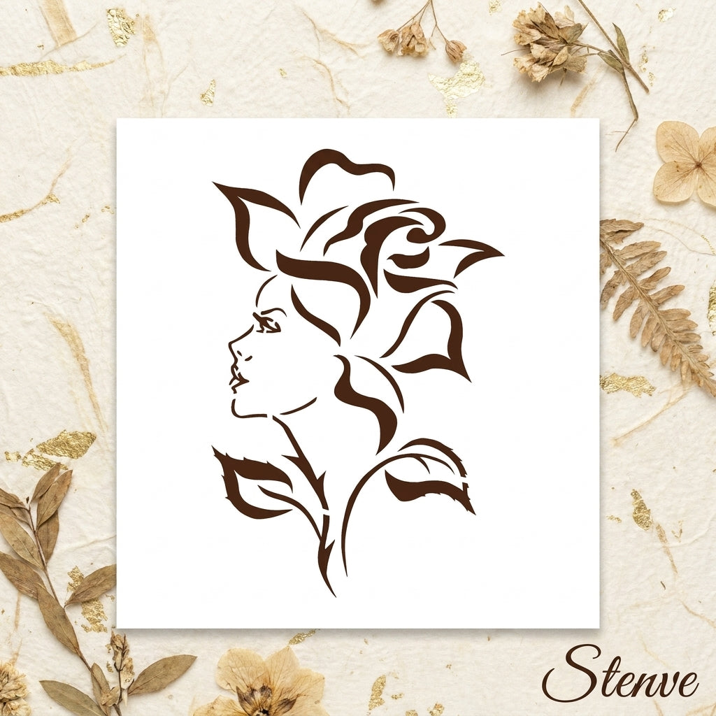 Elegant Floral Vine Corner Stencil for Wall, Wood, Furniture & Fabric Art – Reusable Mylar Design – ID# 776