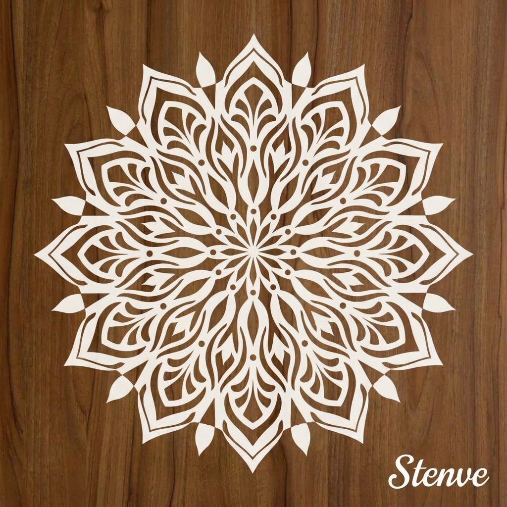 Floral Harmony Mandala Stencil for Wall, Floor & Furniture Art – Decorative Floral Mandala Pattern – ID# 727