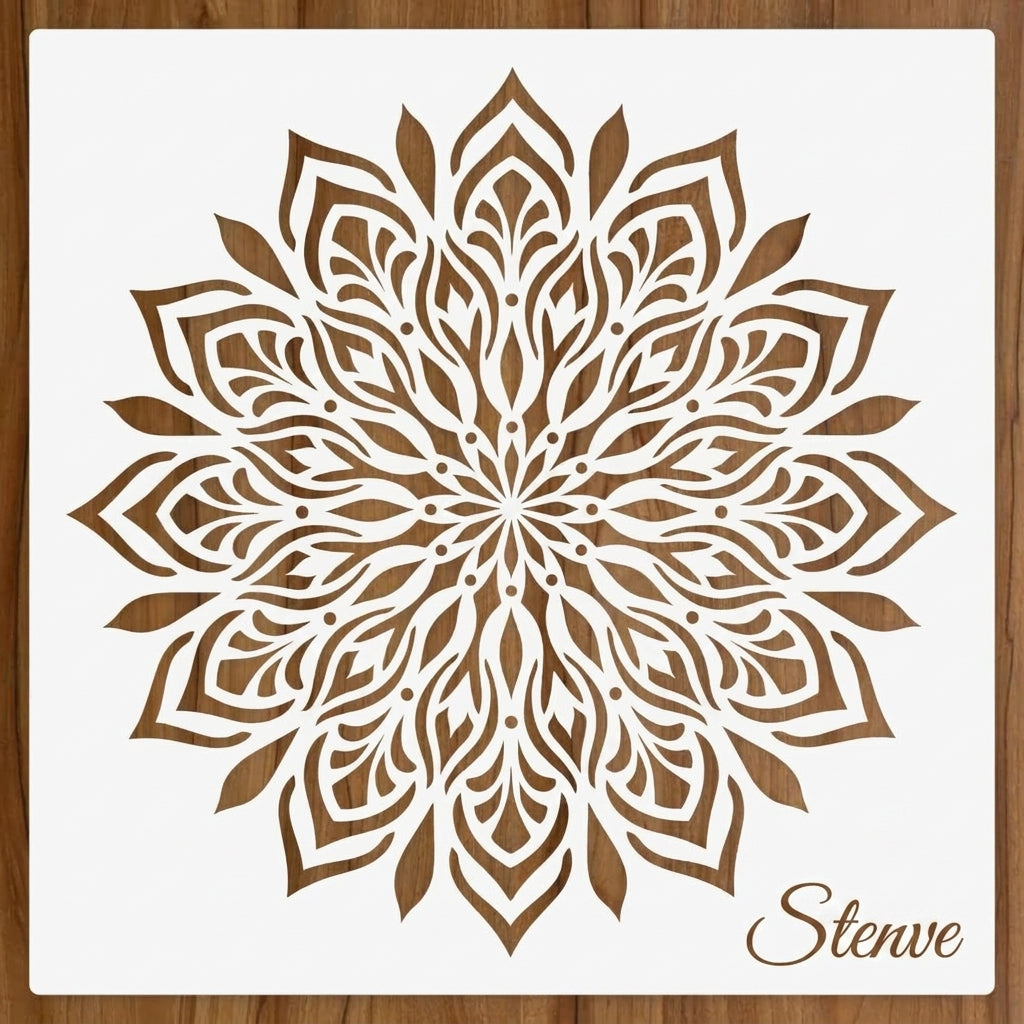Floral Harmony Mandala Stencil for Wall, Floor & Furniture Art – Decorative Floral Mandala Pattern – ID# 727