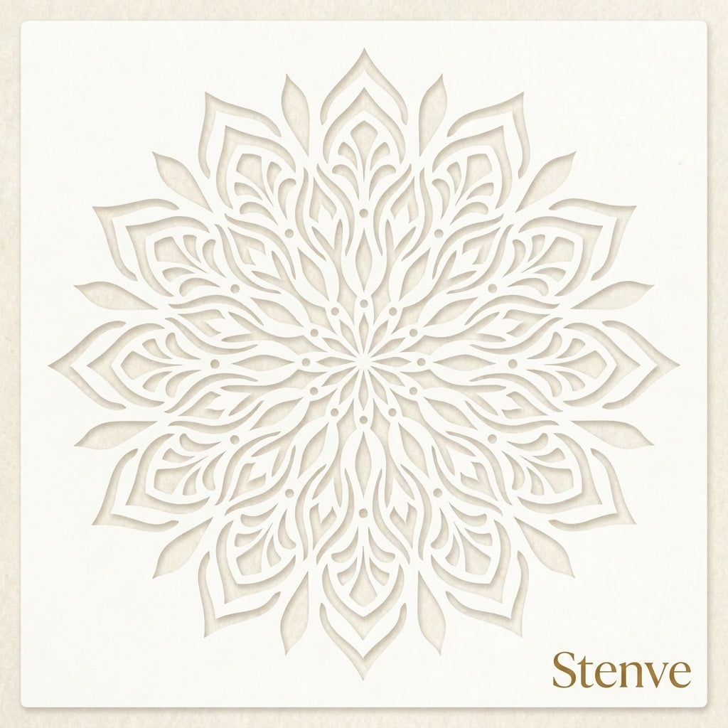 Floral Harmony Mandala Stencil for Wall, Floor & Furniture Art – Decorative Floral Mandala Pattern – ID# 727