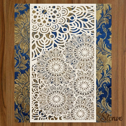 Zen Bloom Mandala Montage Stencil for Walls, Furniture & Canvas – Floral Layered Pattern Design – ID# 739