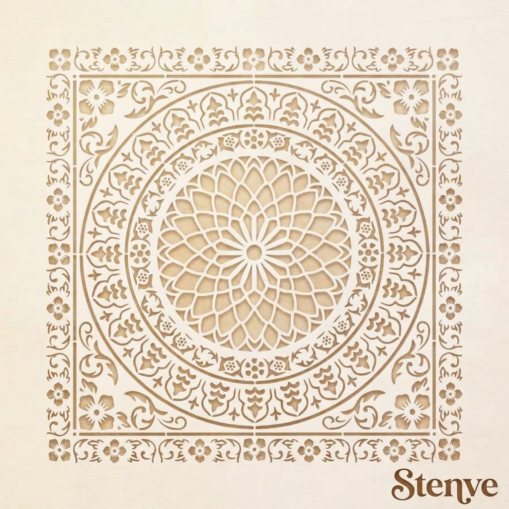 Floral Medallion Mandala Stencil for Walls, Floors & Tiles – Ornamental Decorative Pattern – ID# 735