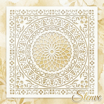 Floral Medallion Mandala Stencil for Walls, Floors & Tiles – Ornamental Decorative Pattern – ID# 735