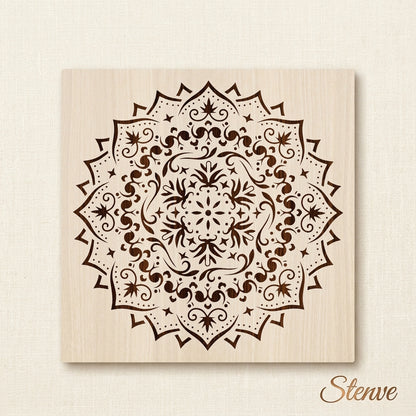 Floral Filigree Mandala Stencil for Wall, Floor & Furniture Art – Decorative Round Mandala Design – ID# 725