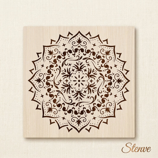 Floral Filigree Mandala Stencil for Wall, Floor & Furniture Art – Decorative Round Mandala Design – ID# 725