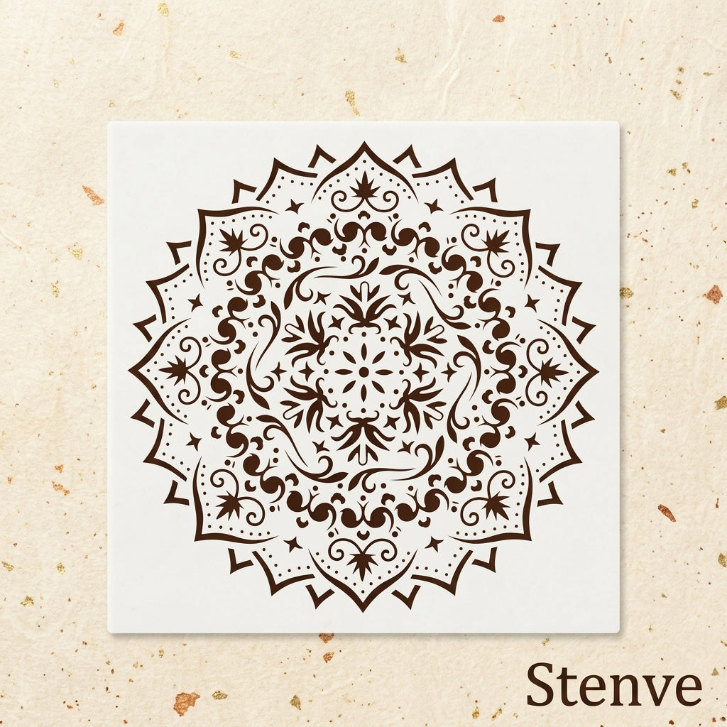 Floral Filigree Mandala Stencil for Wall, Floor & Furniture Art – Decorative Round Mandala Design – ID# 725