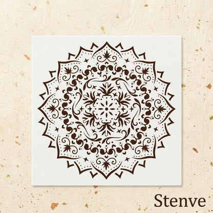 Floral Filigree Mandala Stencil for Wall, Floor & Furniture Art – Decorative Round Mandala Design – ID# 725