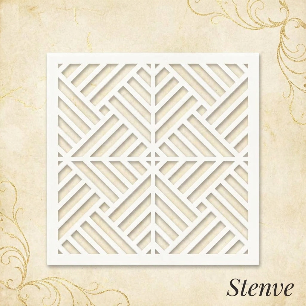 Art Deco Geometric Maze Stencil for Wall, Floor, Wood & Tile Decor – Reusable Linear Pattern – ID# 765