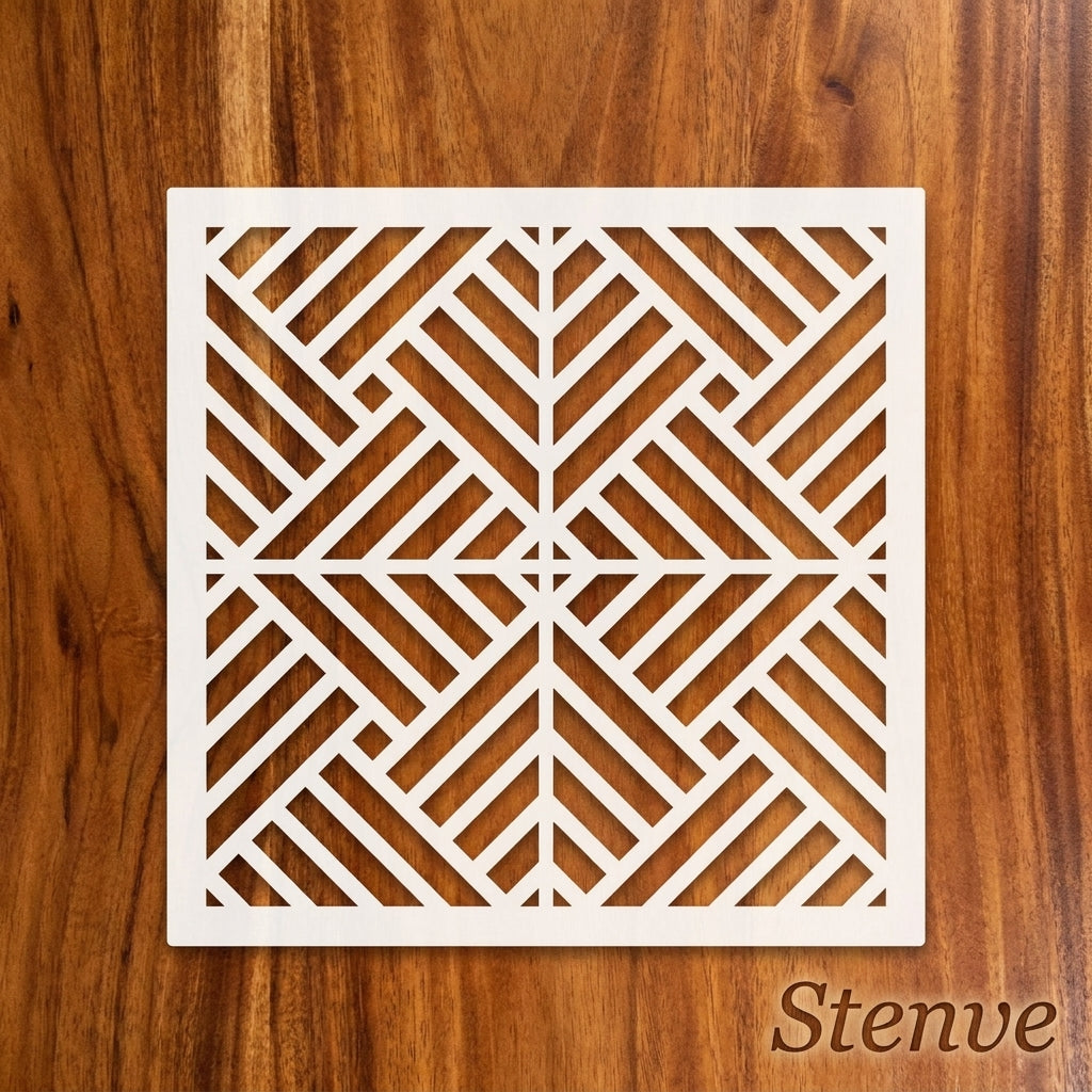 Art Deco Geometric Maze Stencil for Wall, Floor, Wood & Tile Decor – Reusable Linear Pattern – ID# 765