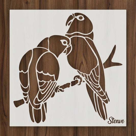 Parrot Pair Stencil Used for Wall Painting Scrapbook Coloring Embossing Album Decorative Card Template. ID #524