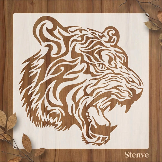 Tiger Roar Stencil for Painting on Wood, Canvas, Scrapbook Coloring Embossing Album Decorative Template. ID #523