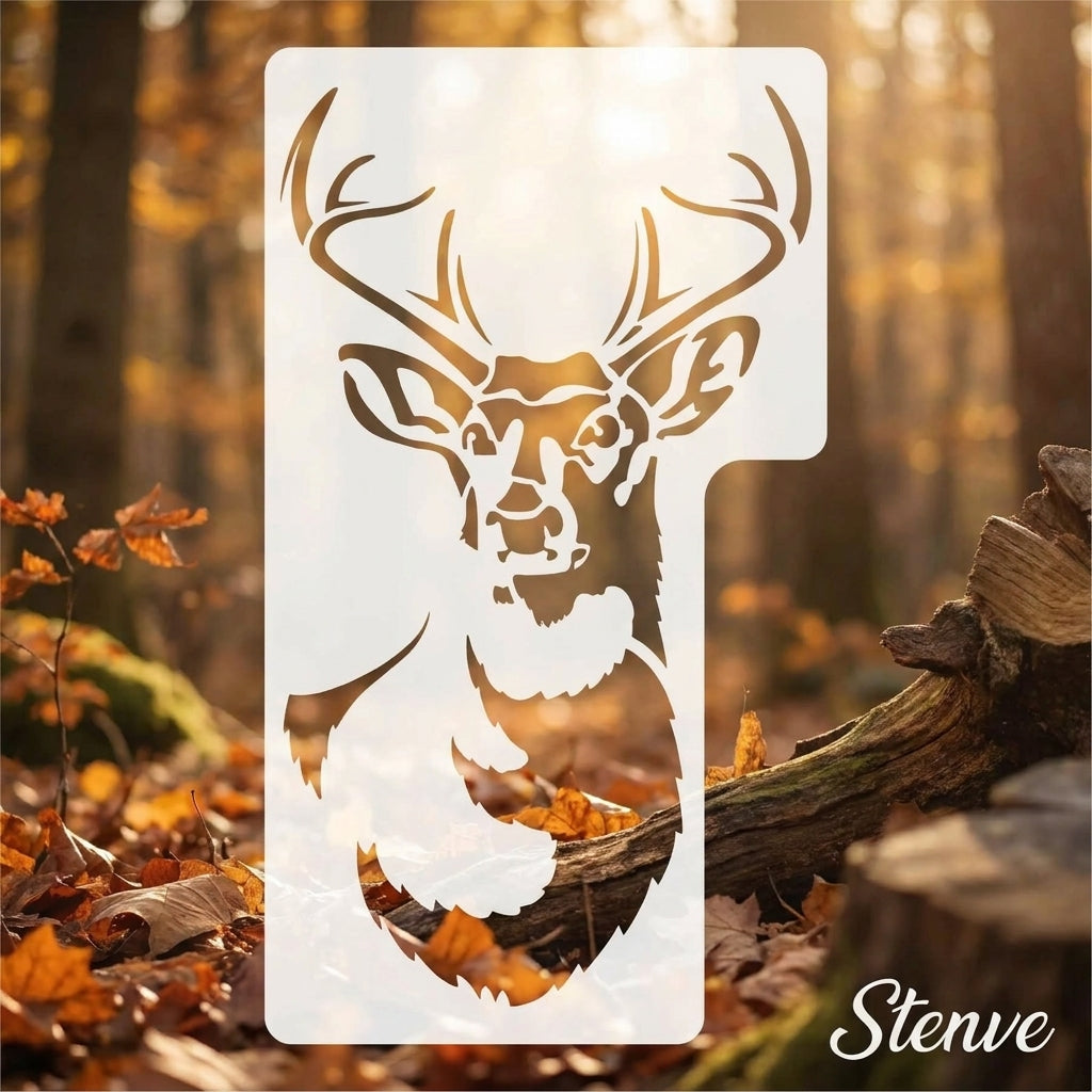 Deer Head Reusable Stencil for Canvas and wall painting.ID# 429