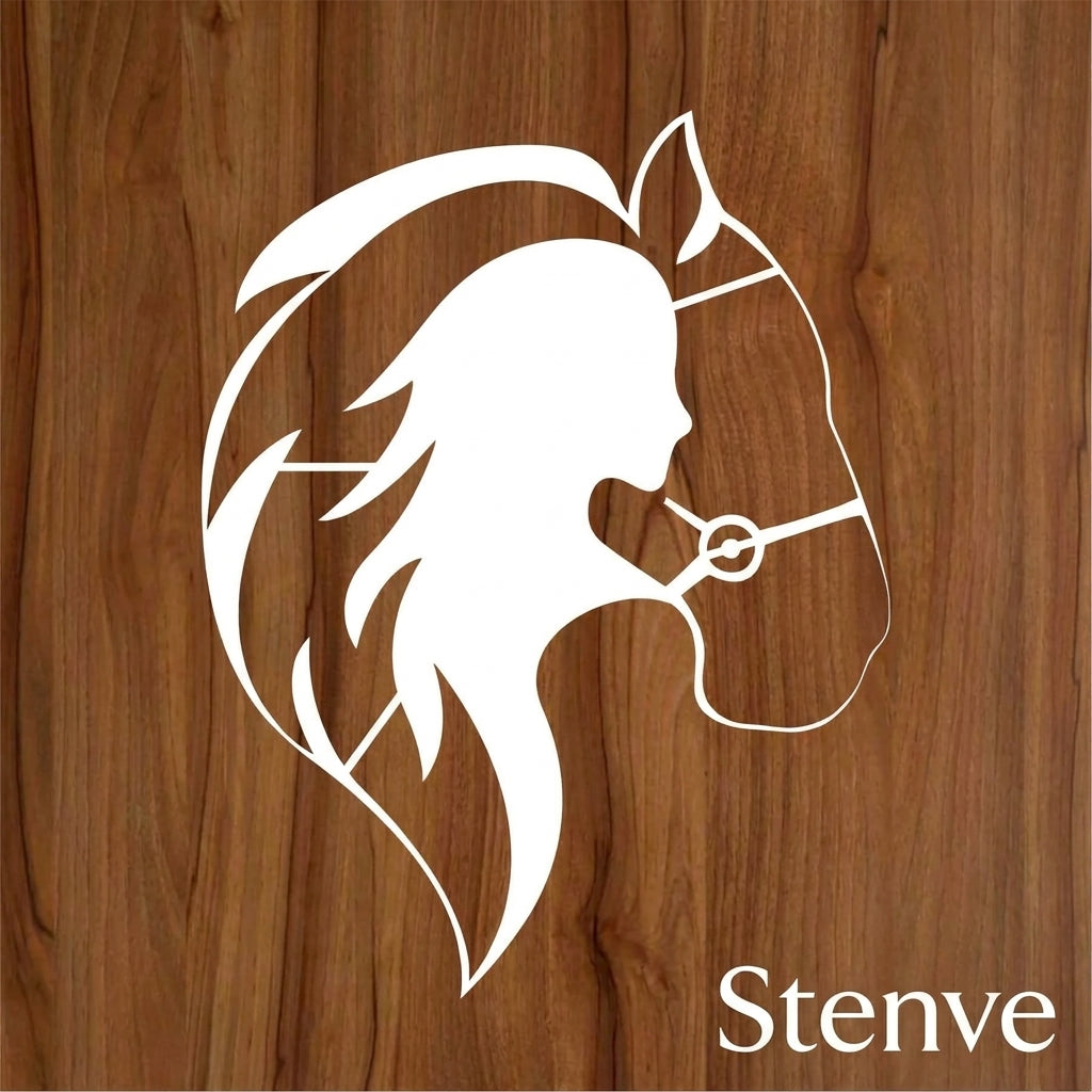 Horse & Girl Reusable Stencil for Canvas and wall painting.ID# 439