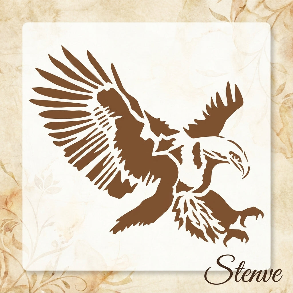 Flying Eagle Reusable Stencil for Canvas and wall painting.ID# 427