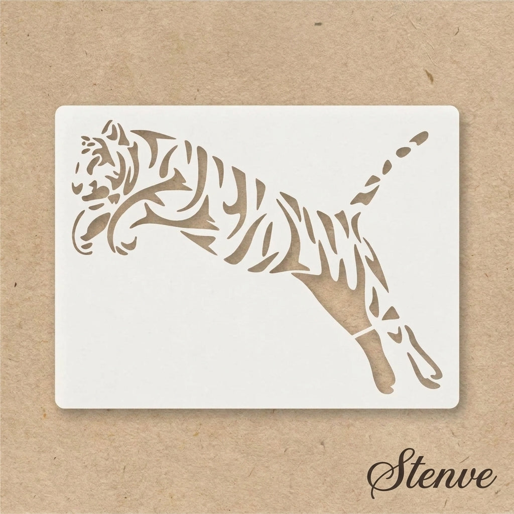 Trible Tiger Jump Reusable Stencil for Canvas and wall painting.ID#265A