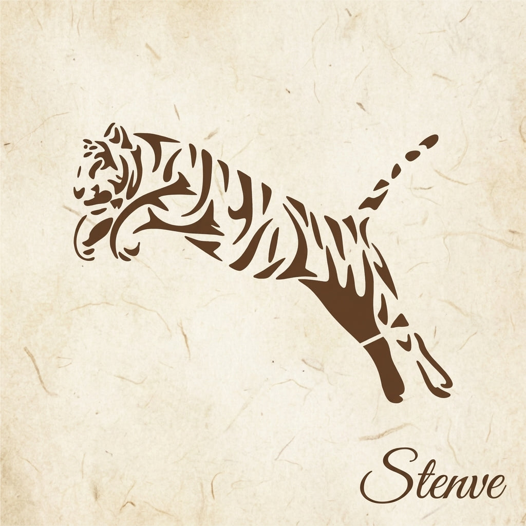 Trible Tiger Jump Reusable Stencil for Canvas and wall painting.ID#265A