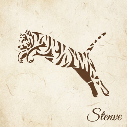 Trible Tiger Jump Reusable Stencil for Canvas and wall painting.ID#265A