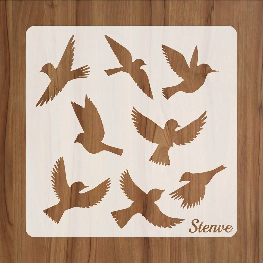 Birds Flying Reusable Stencil For Canvas And Wall Painting.ID#231