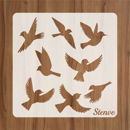 Birds Flying Reusable Stencil For Canvas And Wall Painting.ID#231