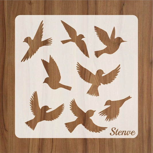 Birds Flying Reusable Stencil For Canvas And Wall Painting.ID#231
