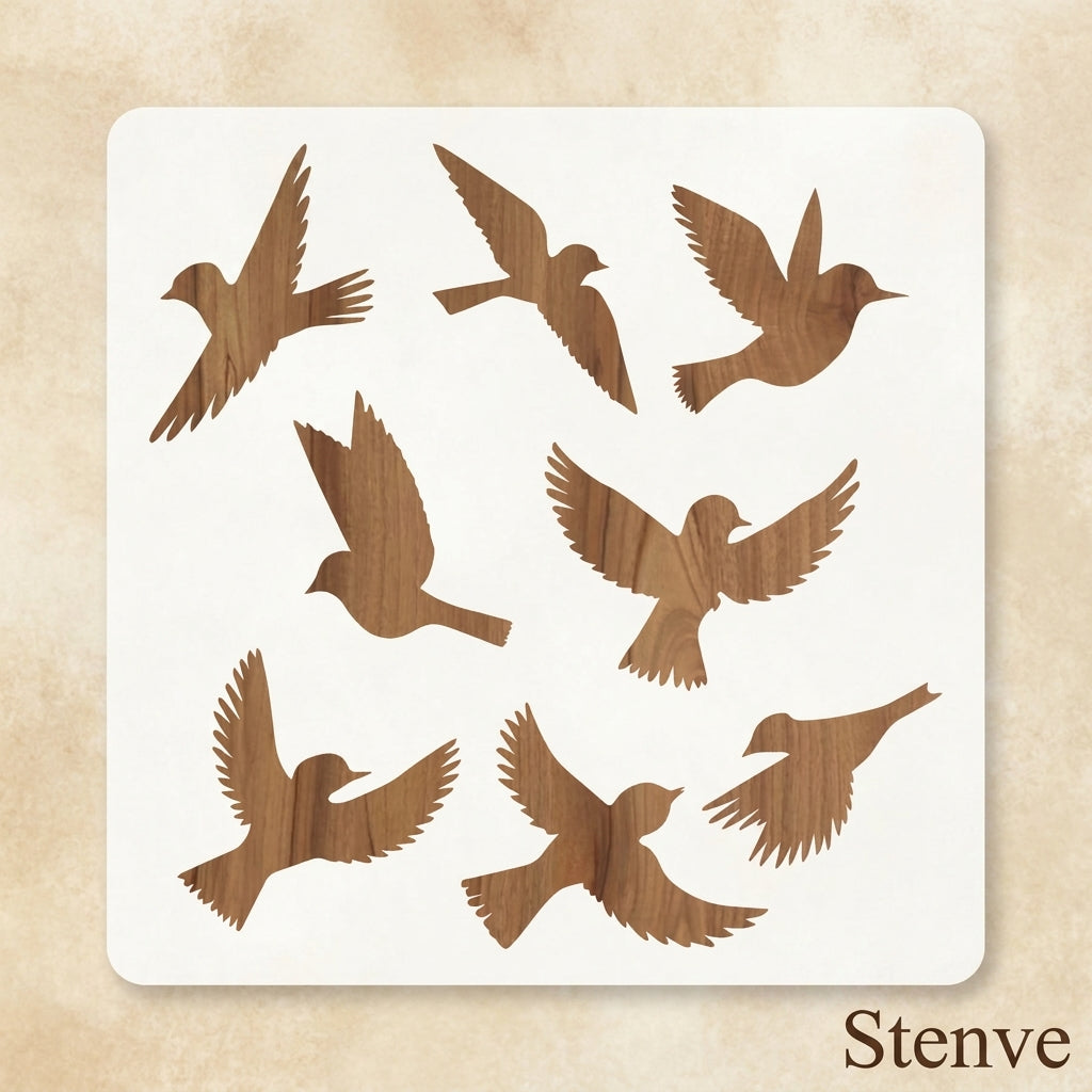 Birds Flying Reusable Stencil For Canvas And Wall Painting.ID#231