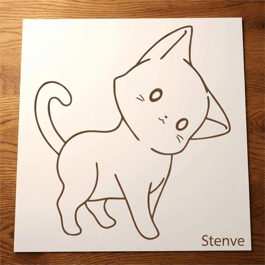 Cat Reusable Stencil For Canvas And Wall Painting.ID #478