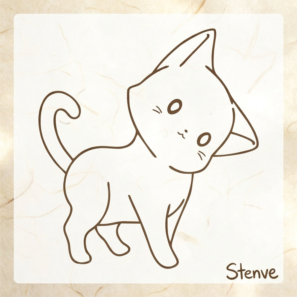 Cat Reusable Stencil For Canvas And Wall Painting.ID #478