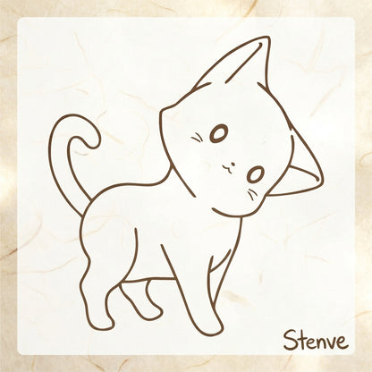 Cat Reusable Stencil For Canvas And Wall Painting.ID #478