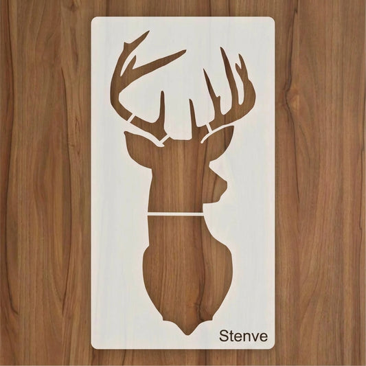 Cristmas Deer Head Reusable Stencil for Canvas and wall painting.ID# 440