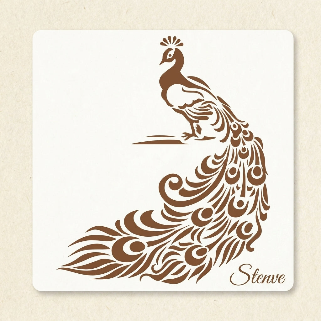 Peacock Reusable Stencil for Canvas and wall painting.ID#109