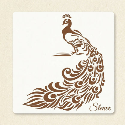 Peacock Reusable Stencil for Canvas and wall painting.ID#109