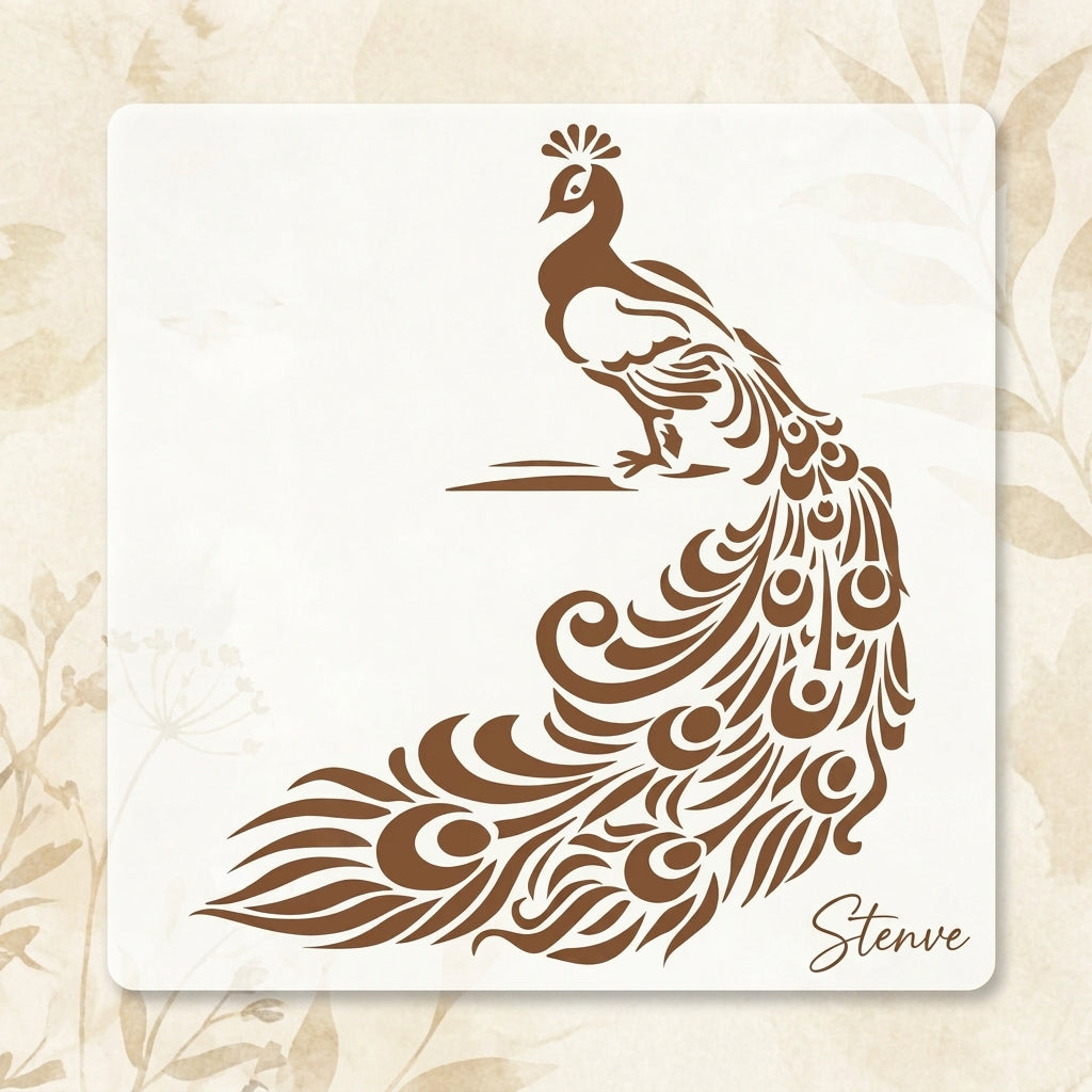 Peacock Reusable Stencil for Canvas and wall painting.ID#109