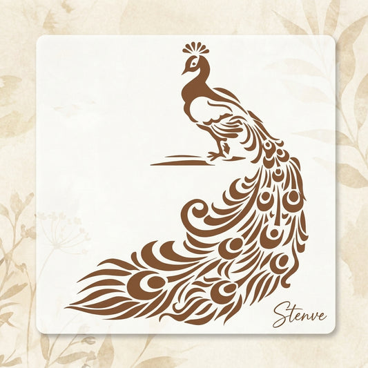 Peacock Reusable Stencil for Canvas and wall painting.ID#109