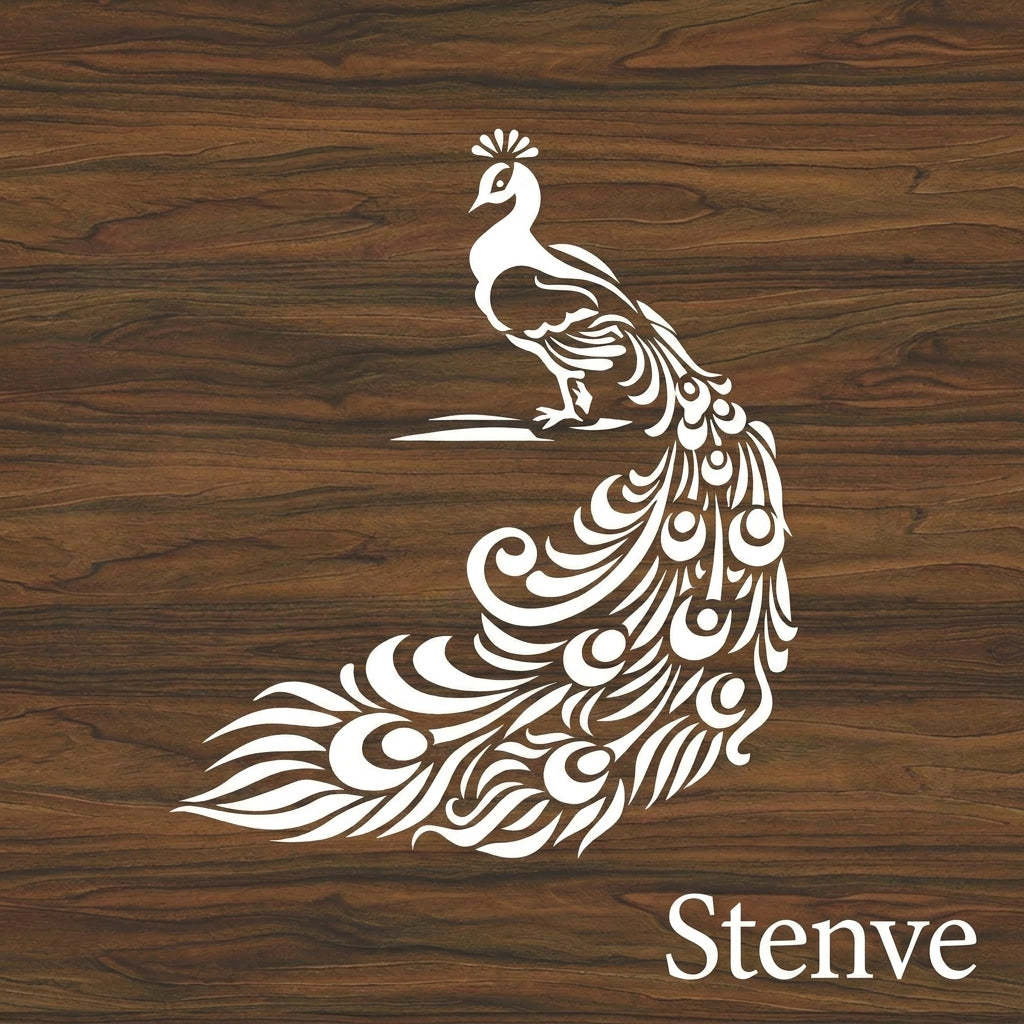 Peacock Reusable Stencil for Canvas and wall painting.ID#109