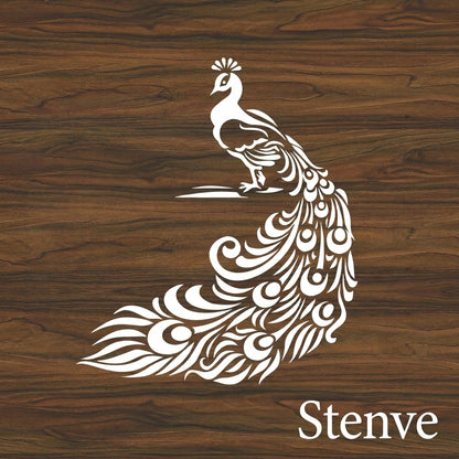 Peacock Reusable Stencil for Canvas and wall painting.ID#109
