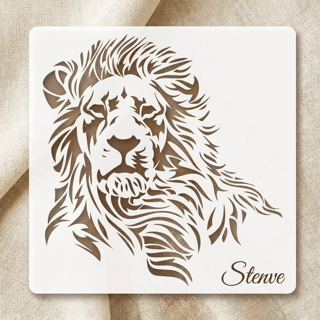 Lion Face Reusable Stencil for Canvas and wall painting.ID#77