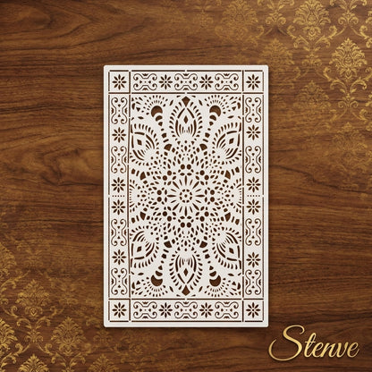 Intricate Lace Carpet Stencil for Floor, Wall & Rug Painting – Elegant Floral Mandala Design