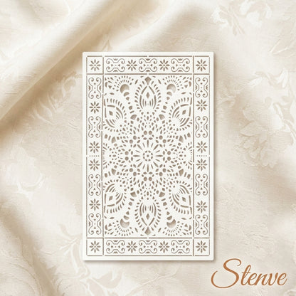 Intricate Lace Carpet Stencil for Floor, Wall & Rug Painting – Elegant Floral Mandala Design
