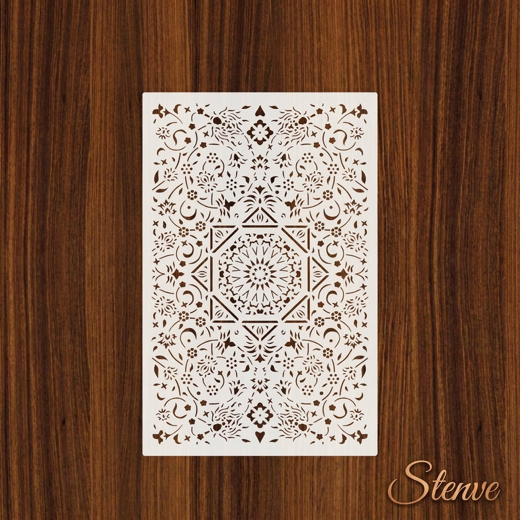 Geometric Arabesque Rug Stencil for Floor & Carpet Painting –  Design