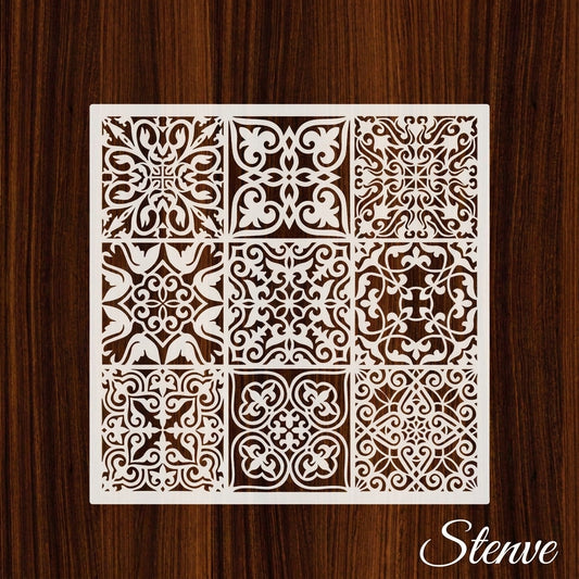 Vintage Pattern Tile Stencil Bundle for Walls, Floors & Furniture – Ornamental Classic Design Pack – ID# 759